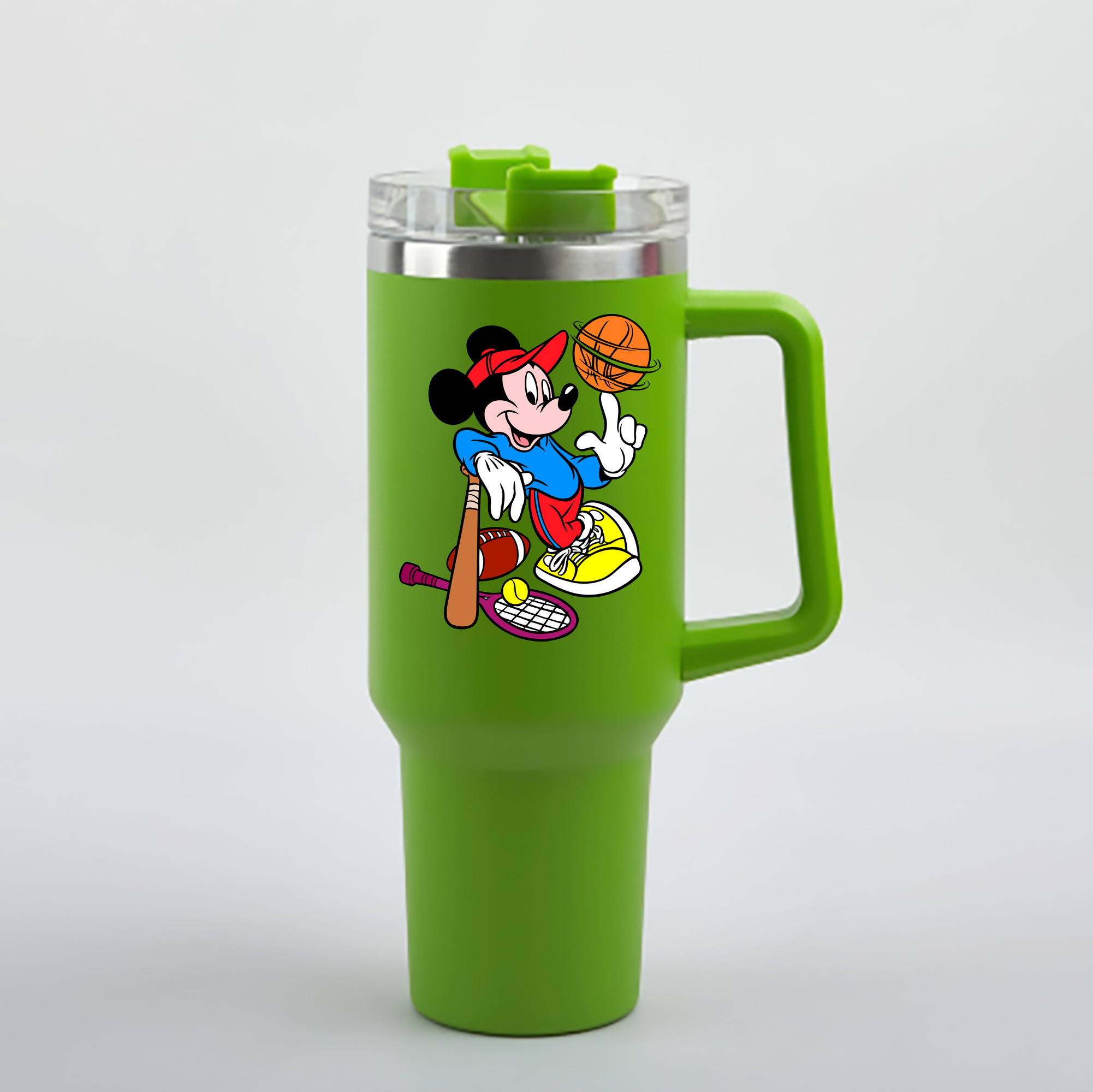 （画像用） ミッキーマウス Mickey Mouse 1200mL車用タンブラー - クリスタルステッカー（プラスチックストロー付き）
